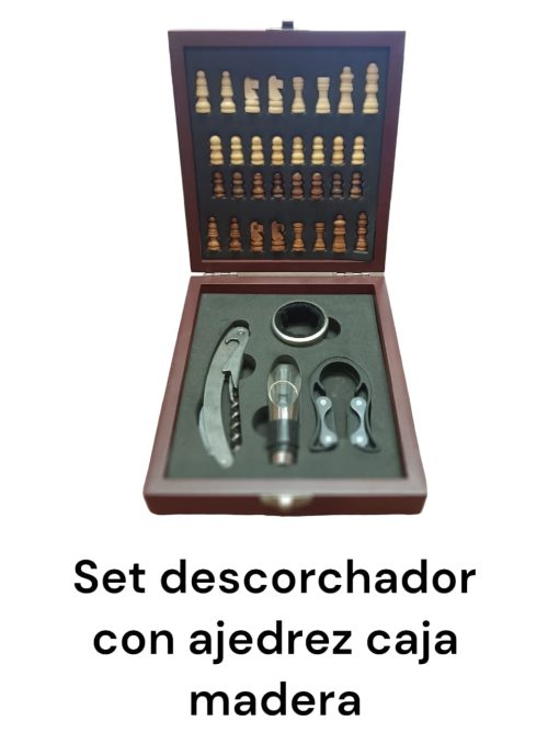 Set de descorchador con ajedrez caja de madera